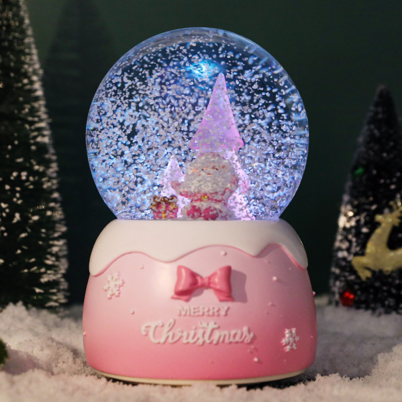 Christmas Gifts Seniors Pink Water Crystal Ball Music Box Dreamy Rotating Glass Eight Soundbox Children Girl Girl