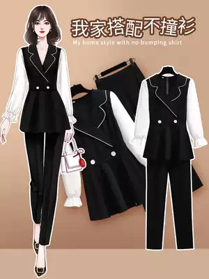 Interview professional suit female early autumn 2021 new fashion temperament goddess fan light cooked suit two-piece Western style