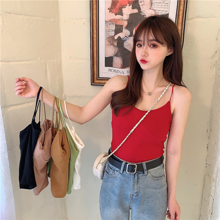 Harness Vest Woman With Chest Cushion Outside Wearing Summer Sexy Smear Inside Hitch Bottom Beauty Back One-piece Blouse Short-Taobao