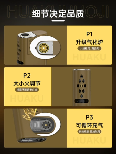 50 металлических ветропроницаемых высококачественных тихого зажигалка для мужчин Huaku 2024 Новая надувная подлинная печать оптом
