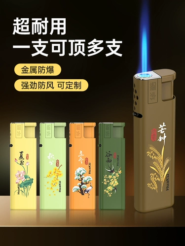 50 металлических ветропроницаемых высококачественных тихого зажигалка для мужчин Huaku 2024 Новая надувная подлинная печать оптом