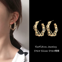 Korean geometric earrings advanced sense light luxury exaggerated temperament design niche gold earrings female 2021 New Tide