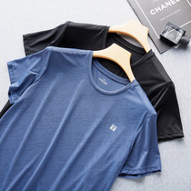 Middle Aged Dad Summer Clothing Ice Silk Short Sleeve T-shirt Men Speed Dry Summer Loose Casual Half Sleeve Father 50 Year Old Man