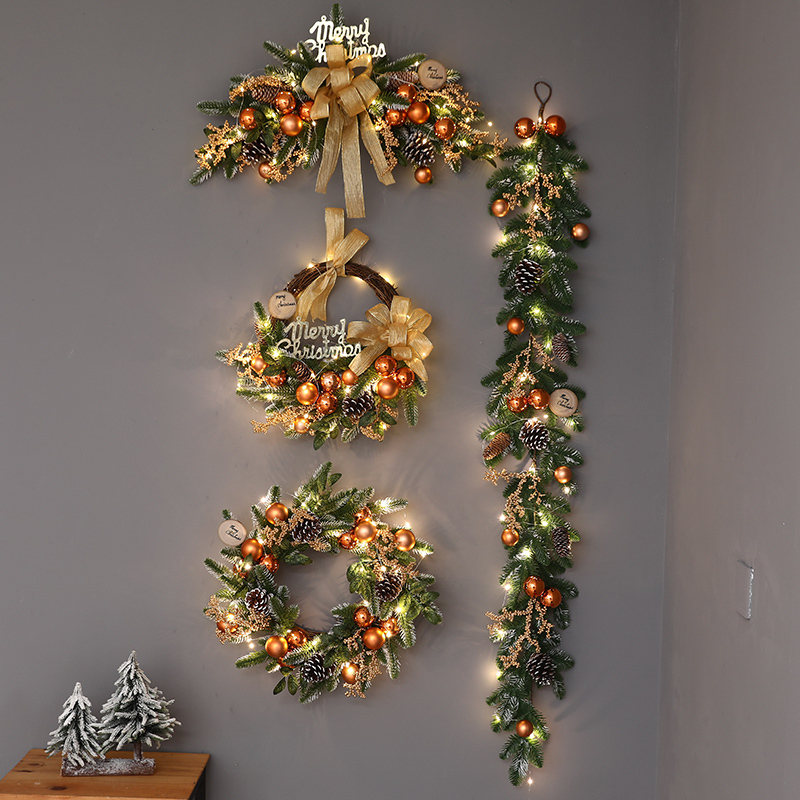 Christmas Decorations Christmas Tree Garland Rattan Antlers Champagne Gold Wall Hanging Door Hanging Hotel Shopping Mall Scene Arrangement
