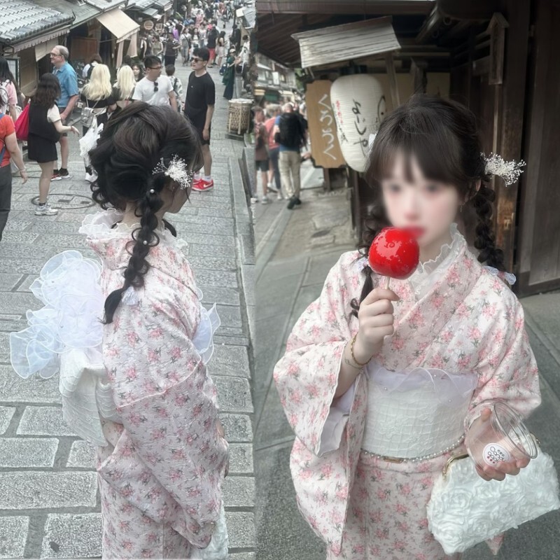 Photo Studio New Japanese-Style Traditional Kimono Modified Version Floral Yukata Dress Japanese Girl Photo Shoot Clothing