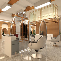 Internet celebrity hairdressing shop mirror table barber shop hair salon dedicated one-piece LED with light hair cutting single and double-sided floor-to-ceiling mirror