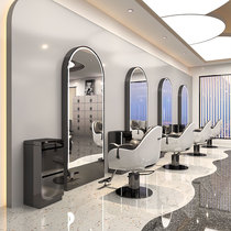 Barber shop floor lamp single-sided mirror table hair salon dedicated net red with light double-sided mirror table hairdressing shop wall mirror