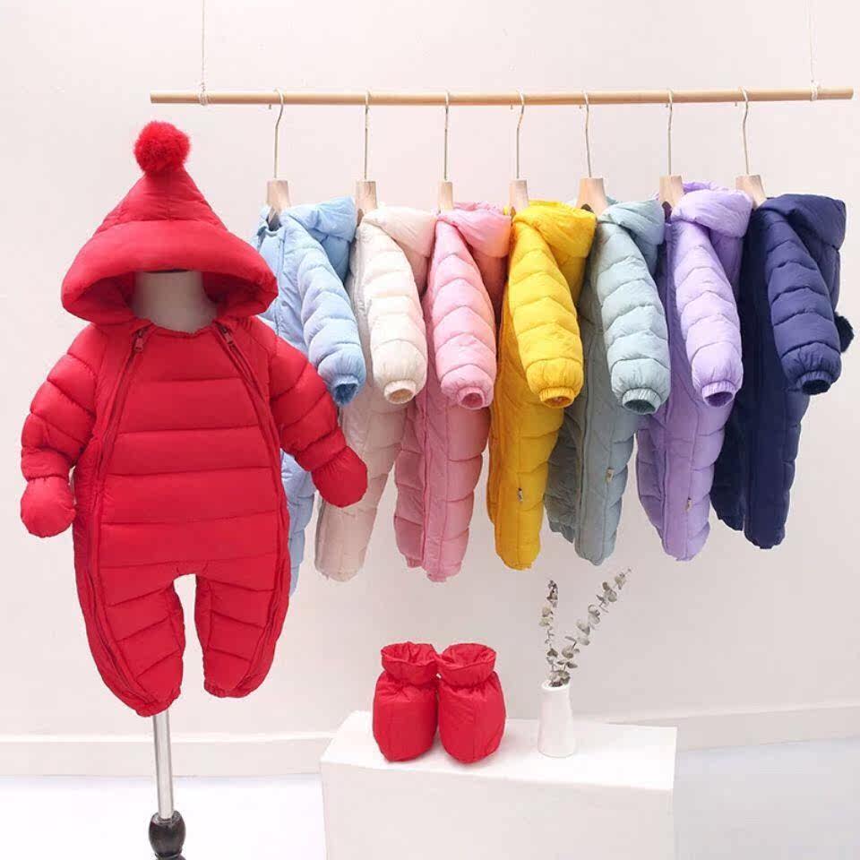 ベビーボディスーツ秋冬厚外着用セット新生児赤ちゃんは 冬服のダウンコットンクライミングスーツを着るために外出します Usd 36 56 46 39 Janpantobuy Com
