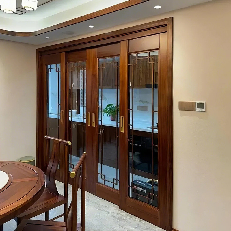 Sliding Doors, Wooden Doors, New Chinese-Style Glass Sliding Doors, Solid Wood Kitchen Track Doors, Balcony Lattice Partitions, Folding Doors