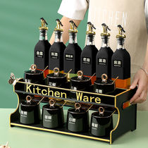 Ancient oats oil jug seasoning case black gold series seasoning bottle seasoning utensil suit home suit seasoning jar with salt tank glass