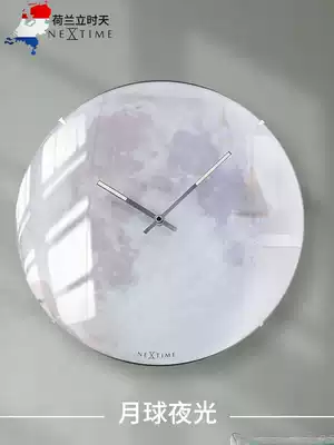 Dutch NeXtime standing Day Nordic luminous clock living room fashion creative 14 inch Silent Moon wall clock