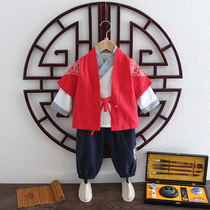 Hanfu boy Chinese wind spring long sleeve ancient dress Three sets of small and medium childrens clothing Tangdress suit children play out clothes