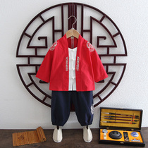 Boy Han clothes Chinese wind spring long sleeve ancient dress rehearsal for baby Chinese retro clothes Childrens Tang suit suit