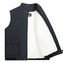 Wool waistcoat mens fur one-piece middle-aged and elderly warm thickened cotton vest autumn and winter real sheepskin waistcoat dad outfit