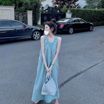 The French style Dont give a gentle wind High sense Long style Hanging Strap Skirt Woman 2022 Summer temperament Dont make 100 Lap Dress