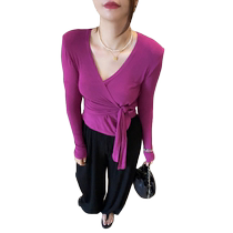 Early autumn new senior senses womens clothing small crowdsourced design senses pure desire ethos to fix V collar long sleeve blouses