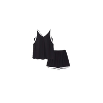 Womens Summer Thin Plus Size Modal Ice Silk Vest Shorts Home Clothes with Padded Suspender Pajamas