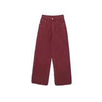 Anchor red straight-leg jeans for women spring and autumn 2024 new high-waisted loose drape trousers casual wide-leg pants
