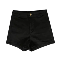 Black denim shorts for women summer thin high-waist elastic slimming A-line hip pants hot pants for hot girls