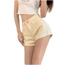Off-white denim shorts for women summer thin high-waisted slim versatile American super shorts A-line hot pants