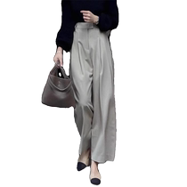 Gray suit pants for women summer new loose slim sickle pants high waist loose casual pants nine-point wide-leg pants