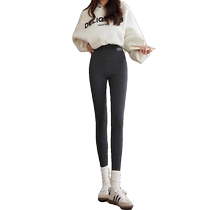 Gray velvet pants for womens outer wear in autumn and winter plus velvet thickening and non-pilling extra thick one-piece northeastern warm cotton pants