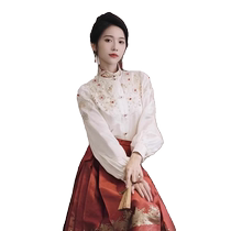 New Chinese style national style improved Hanfu daily red horse face skirt womens suit toasting suit bride high-end autumn and winter