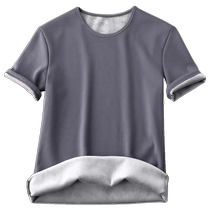 Short-sleeved thermal underwear for men in winter plus velvet and velvet all-in-one velvet heating half-sleeve bottoming shirt silver fox velvet thermal clothing