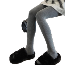 Smoke gray leggings for womens outer wear in autumn and winter plus velvet and thickened tight-fitting warm socks that do not fall out of gear and step on the feet.