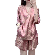 High-end new Chinese style pajamas for women 2024 summer Chinese style short-sleeved shorts high-end outerwear home wear set