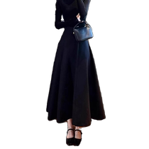 French Hepburn style skirt for women in autumn and winter new style high-waisted slim A-line skirt temperament mid-length large swing umbrella skirt