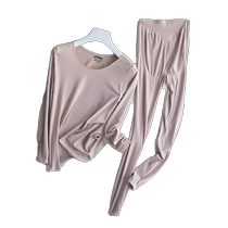 High-end down silk velvet thermal underwear for women in autumn and winter close-fitting seamless heating shirts and underwear thin autumn clothes and autumn trousers