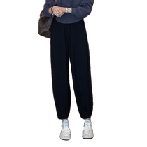 Black sports pants for women spring and autumn high-waisted slimming harem pants for small people slimming eight-point pants casual leggings sweatpants
