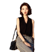French cross V-neck camisole womens design niche commuting sleeveless shirt bottoming shirt suit inner wear