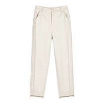 Beige pants woolen pants womens autumn and winter new high waist slim plus velvet thickened straight suit pants commuter cigarette pants