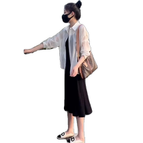 New Chinese style white ice silk sun protection shirt for women summer national style back slit cardigan sun protection gauze outer wear