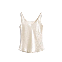 White triacetate silk camisole for women light luxury pleated sleeveless bottoming high-end big-name suit inner wear