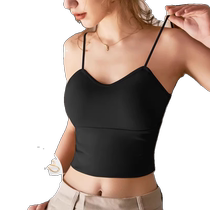 Green beautiful back strap bra all-in-one vest womens short tight tube top with padded backless sports yoga bra