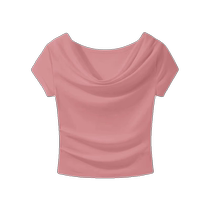 Dopamine pink swung collar right shoulder slim ice silk short-sleeved T-shirt chic and beautiful small shirt one-shoulder top for women summer