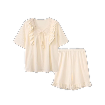 Pure cotton pajamas for junior high school students 2024 summer thin short-sleeved girls cute and sweet older childrens home clothes set