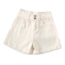 Off-white denim shorts womens summer thin high-waisted pear-shaped body slimming A-line wide-leg pants versatile hot pants