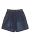 Retro blue denim shorts for women summer new elastic waist loose a-line wide-leg mid-pants casual slit five-quarter pants
