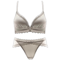 Front-button underwear for women with small breasts thickened and enlarged secondary breasts anti-sagging beautiful back satin bra set no cupping