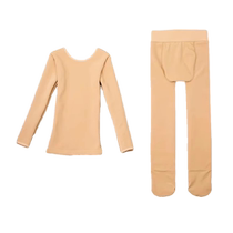 Thickened velvet thermal underwear for women in winter tight-fitting seamless body-fitting all-in-one velvet low-neck flesh-colored dance bottoming shirt