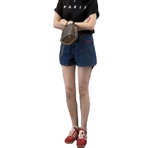 Retro denim shorts for women summer 2024 new high-waisted slimming A-line wide-leg pants for small people all-match hot pants