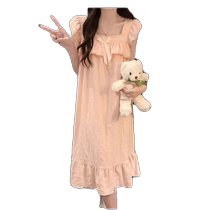 Womens Summer 2024 New Sweet Japanese Style Anti-Bump Home Clothes Loose Pajamas with Breast Pads and Suspenders for Outerwear