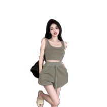 Vest suspender pajamas womens 2024 new summer hot girl sports suit fashionable and casual can be worn outside home clothes