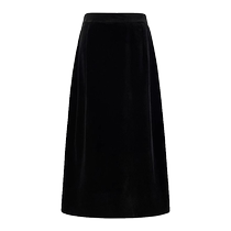 Velvet skirt womens spring autumn and winter new high-waist slim straight skirt temperament socialite mid-length black skirt