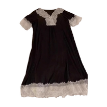 Modal nightgown for women summer 2024 new short-sleeved lace with breast pads sweet pajamas home wear dress