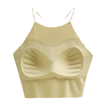 Womens halterneck camisole with breast pads shoulder straps I-shaped vest tube top inner bottoming bra all-in-one beautiful back underwear